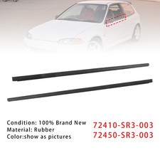 2PCS L&R Side Door Window Belt Trim Molding Pour Honda Civic EG6 EG4 3D 92-95.