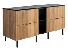 Meuble sous-lavabo sur pied FLOW 140 cm noir avec plateau et étagère