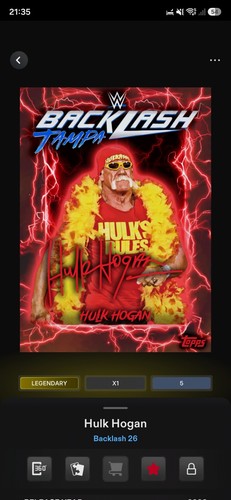 Hulk hogan 5cc legendary - legendary, topps
