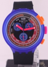 Beautiful Swatch Quartz Chronograph Black Dial "Date" All Working Men Wristwatch