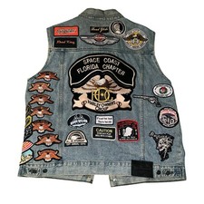 Vintage 90s Men’s Harley Davidson Denim Vest Size X-Large Patches 57 Patches