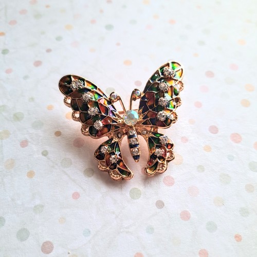 Broche papillon émail vitrail - papillon,