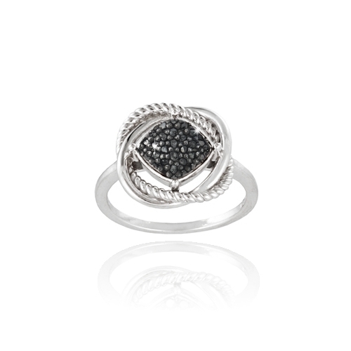 925 argent 4ct - diamant, noir