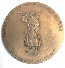 WW1 FRANCE MEDAL Bronze PLATE FIFTIETH ANNIVERSARY Cease Fire 11 November 1918
