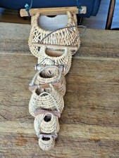 série de 6 petites hottes murales en osier déco bord de mer fait main vintage