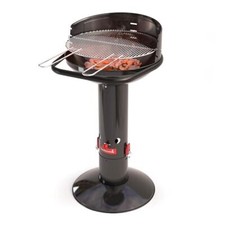Barbecue Colonne Charbon Bois Grille Acier Inoxydable Hauteur Réglable Noir