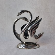 Porte-Serviettes Cygne en Métal Argenté – Style Art Déco