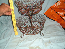 vintage 2 Tier copper Plated Wire Basket Fruit Basket Countertop Holder Kitchen