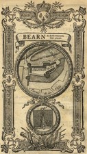 Pyrénées Chateau d'Ax Bearn Plan carte Blason Lemau de la Jaisse gravure 1736