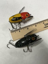2 Vintage Heddon Crazy Crawler Spooks Frog & Red Head Yellow