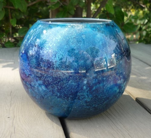 Vase rond verre bleu - rond,