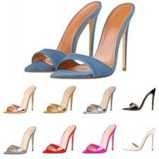Womens Nightclub Sexy Stilettos Open Toe Mules High Heels Sandals Party Slippers