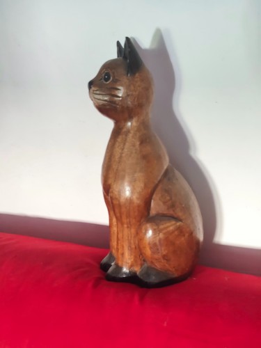 Statuette chat bois - statuette,