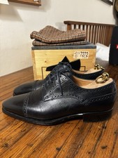 Stefano Bemer Handmade Midnight Blue Wing Tip Cap Toe Oxfords Sz 41EU 8US Alpine