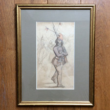 Révolutionnaires Dessin Gouaché signé GV sur papier bistre