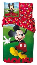 Parure de Lit Mickey Disney, 100% Coton Oeko-Tex, Lit 1 place