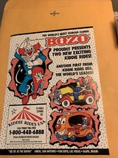 orginal 1994 11-8 1/4” Bozo the clown kiddie rides USA arcade game FLYER AD