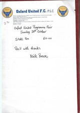 Oxford United Football Club headed notepaper, undated but probably 1990's