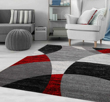Tapis Salon Rouge Gris Noir