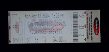 Barry Bonds Career HR #660 Full Ticket Stub Ties Willie Mays Stamped 4/12/2004