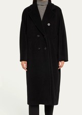 Timeless Max Mara Virgin Wool Cashmere Double-Breasted Madame Coat Black US 2