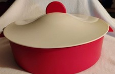 Tupperware Microsteamer , Cherry Red&White 3 piece Set 3592A-2, 9cup.