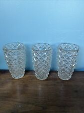 Set of 3 Vintage Diamond Tip Chiseled Glass Vases