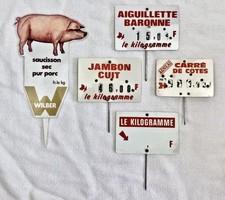 5 VINTAGE BUTCHERY COLD CUTS LABELS IN FRANCS BUTCHER HAM SAUSAGE