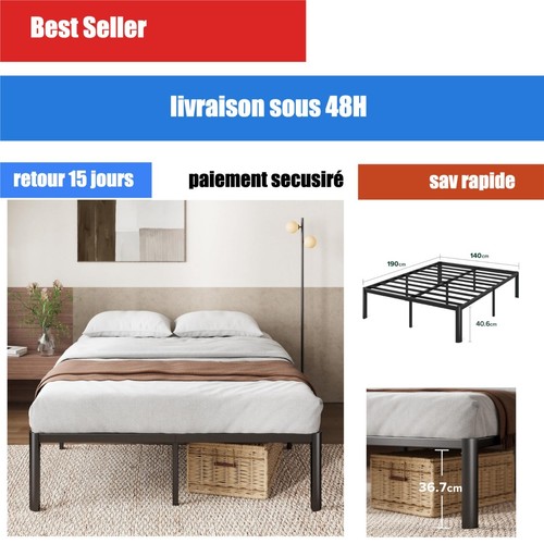 Lit plateforme 140x190 - , cm