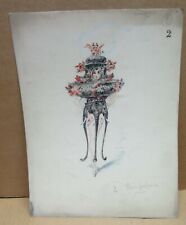 COSTUME DE THEATRE dessin aquarellé original de costume allégorie brule parfums