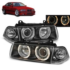 2 FEUX PHARE AVANT ANGEL EYES BMW E36 SERIE 3 NOIR COUPE ET CABRIOLET