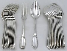 Ercuis Pompadour, Louis XV style, 12 tableware, 24 pieces silver metal.