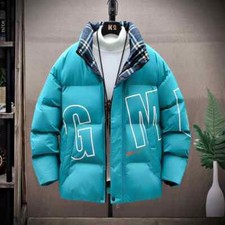 Blouson D'Aviateur Duvet Sintetique Mode Homme Bleu Chaud Poches 112326