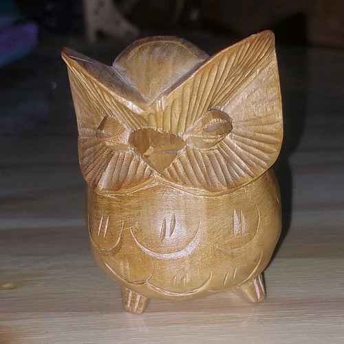 Statuette chouette bois - statuette,