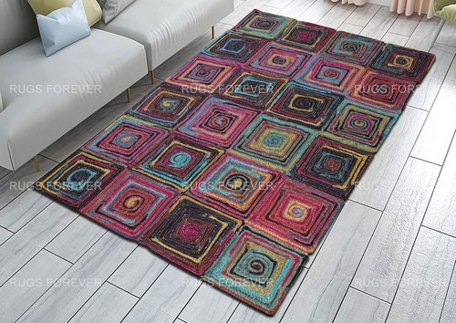 Tapis jute rose tissé à - tapis,