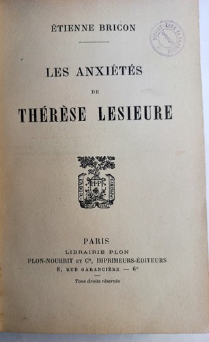 Les anxiétés thérèse - de,