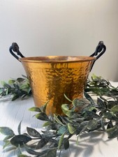 Antique Hammered Copper Cauldron Cover Flower Pot Vintage Retro Bucket Plants