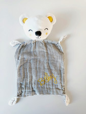 Doudou Plat/Mouchoir Ours Blanc Rayé Noir Baby Oreilles Jaune - Simba Toys Kiabi