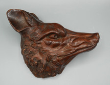 Tête de Loup en bois Sculpté, Applique, Enseigne, Forêt Noire, Vénerie, XIXème