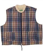 BENETTON Womens Gilet UK 18 XL Blue Check Polyester CP10