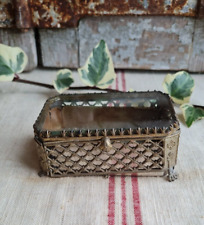 ANCIENNE BOITE A BIJOUX NAPOLEON III DECOR COULEUR DOREE