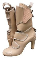 CHAUSSURES FENDI BOTTINES  40FR TALONS CUIR ROSE CLAIR BOOTS SHOES
