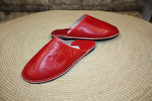 Babouches cuir rouge - babouches, en