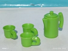 PLAYMOBIL POT VERRES TASSES VERTES CUISINE BAR RESTAURANT CAMPING-CAR CUISINIER