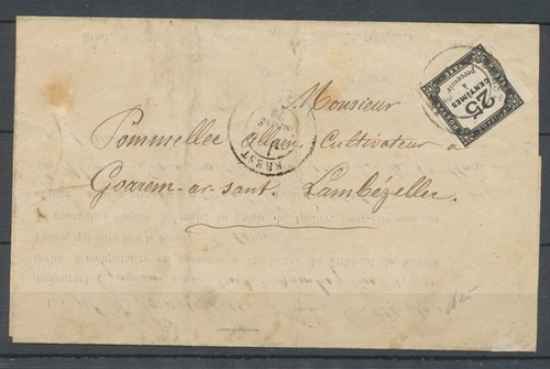1873 lettre taxe 25c - 25c, càd
