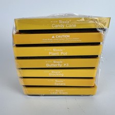 Lot of 7 Sizzix Original Medium Yellow Dies – Plant Pot, Candy Cane, More