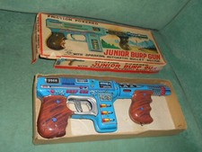 JUNIOR BURP GUN SPACE TIN TOY VINTAGE JOUET ANCIEN DE L'ESPACE EN TÔLE +FRICTION