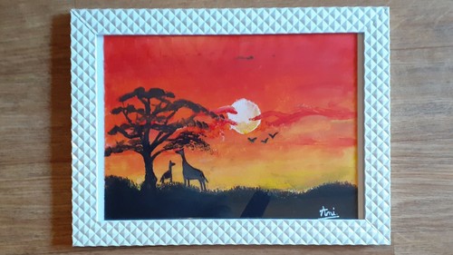 Tableau paysage africain - tableau,