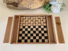 18⚜️ Old Wooden Board Game Complete Checkers Game + Vintage Goose Game