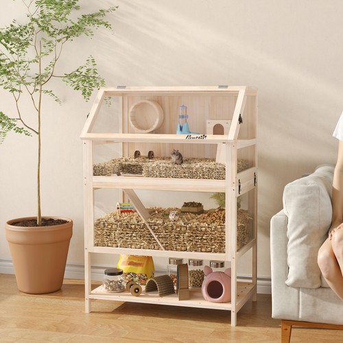 Pawhut wooden tier hamster - wooden, 3